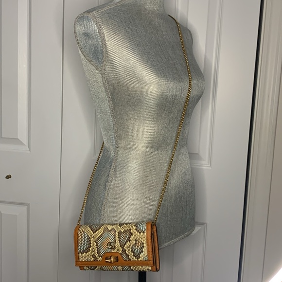 Snakeskin Ostrich Diana Chain Wallet Butter Ivory Paradise Cloud Natural - Picture 4 of 5